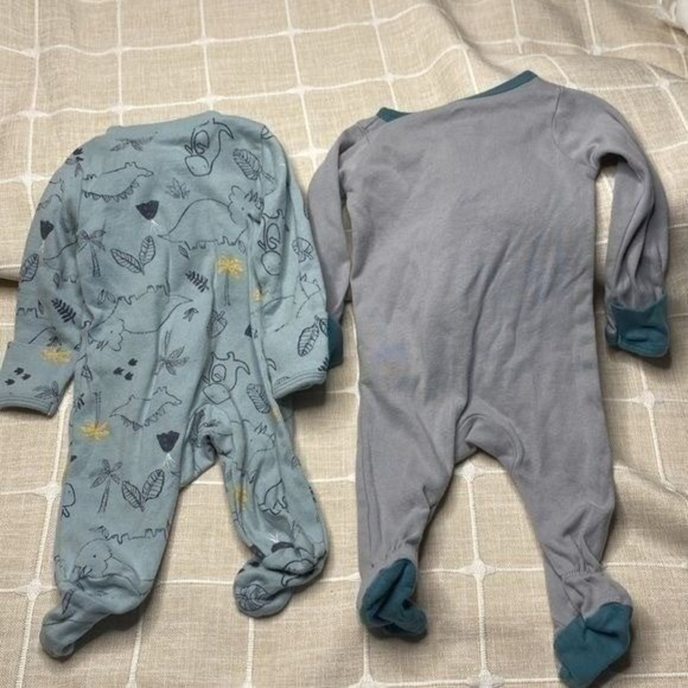 Carter's Cloud Island‎ Infant Sleepers Kids NB Blue Gray Dinosaur 2-Way Zip Set
